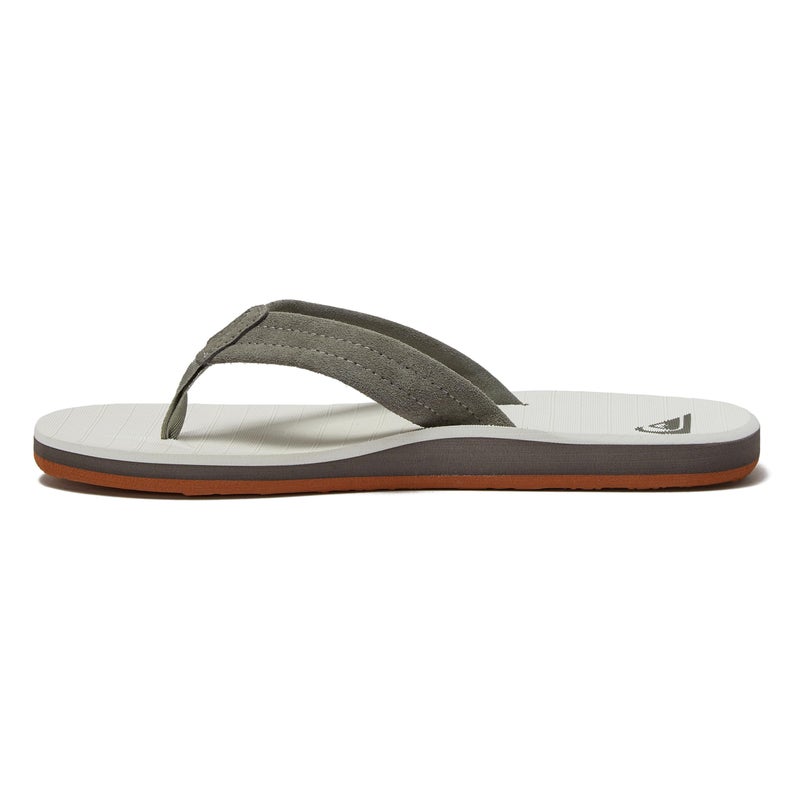 Quiksilver Carver Suede Flip Flops for Men, Arch Support Athletic Mens Sandals, Size 6 to 16 Thong Mens Slides, Grey/White/Grey, 10 M US - Image 3